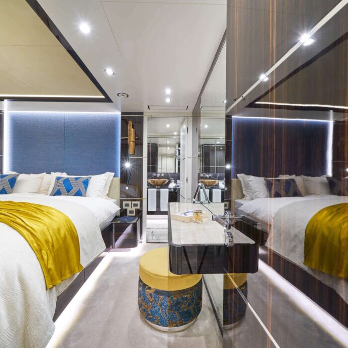 Happy Me luxury superyacht charter bedroom with en suite