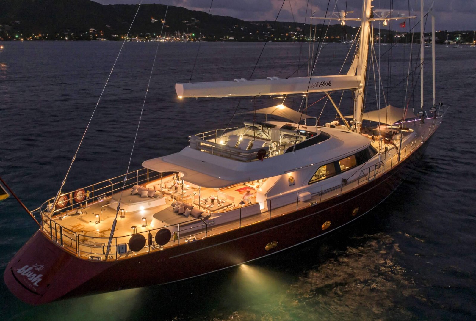 Luxury Charter Yacht BLUSH night