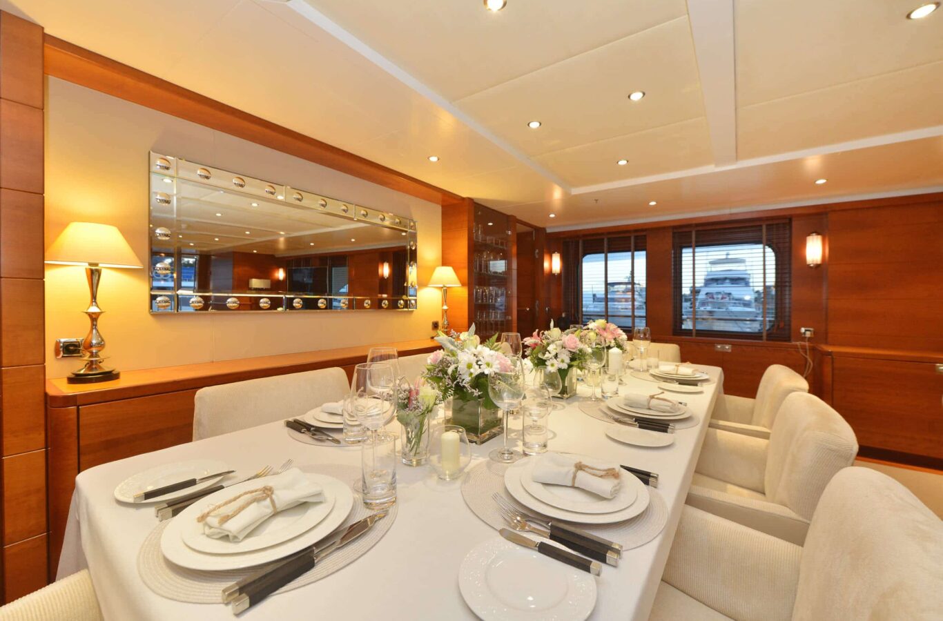 BELUGA luxury superyacht charter dining salon area
