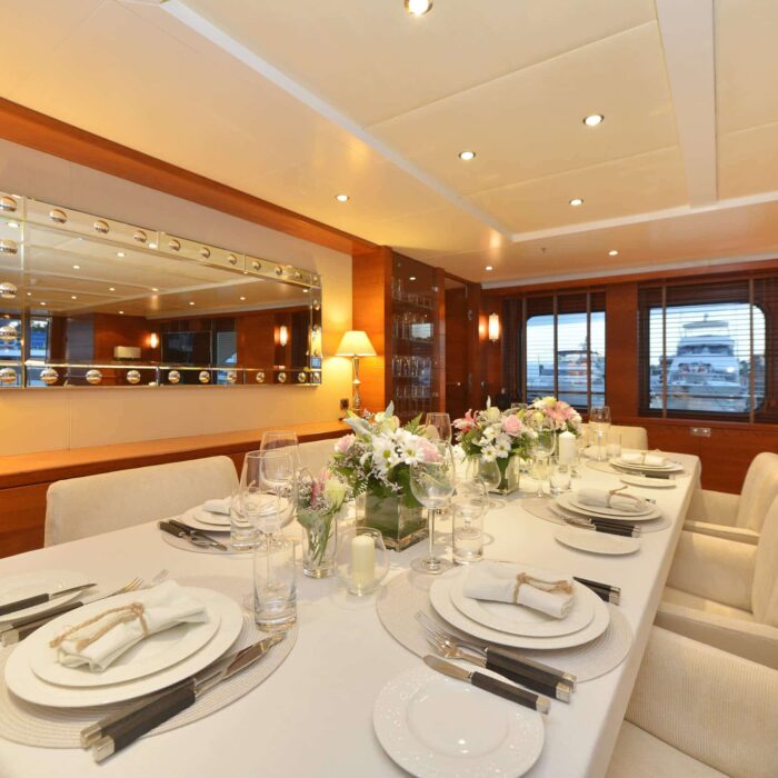 BELUGA luxury superyacht charter dining salon area