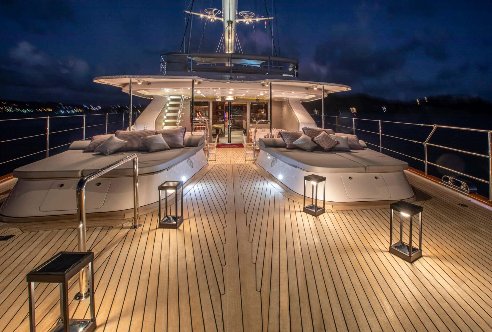 BLUSH luxury superyacht charter deck night