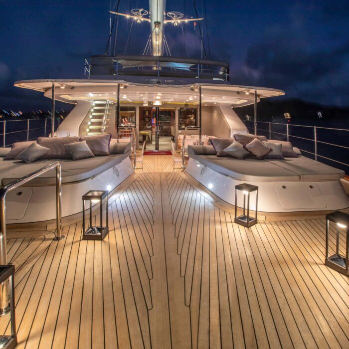 BLUSH luxury superyacht charter deck night