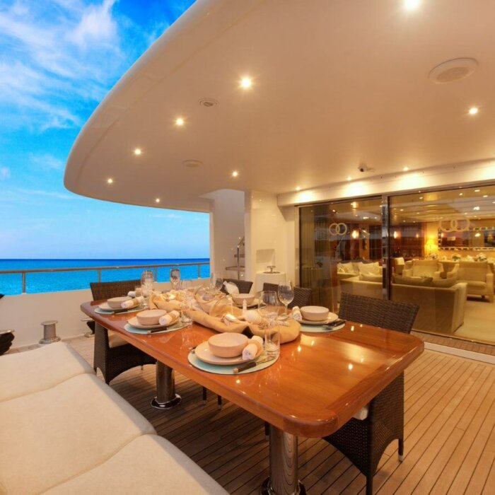 BELUGA luxury superyacht charter dining deck area