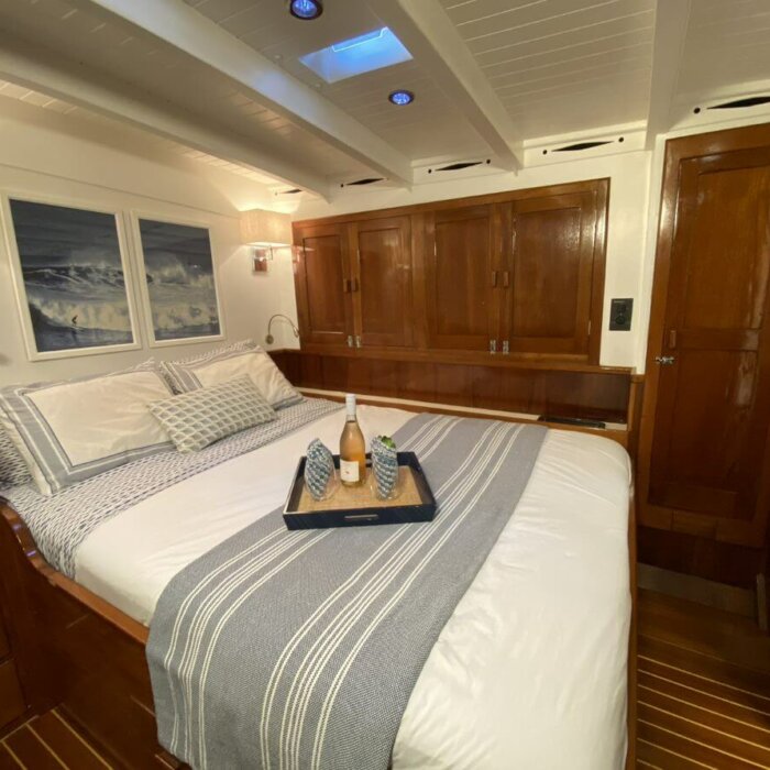 EROS luxury superyacht charter queen stateroom bedroom