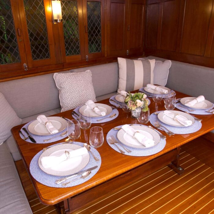 EROS luxury superyacht charter dining saloon