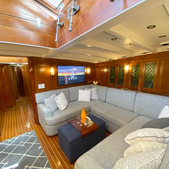 EROS luxury superyacht charter lounge saloon