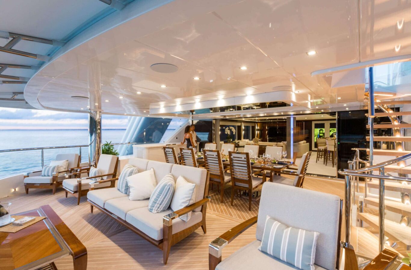 King Baby luxury superyacht charter upper deck lounge