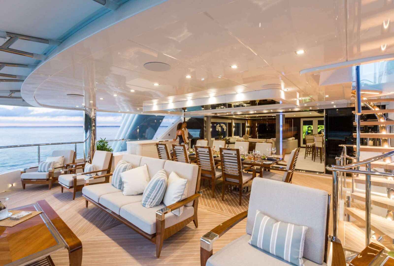 King Baby luxury superyacht charter upper deck lounge