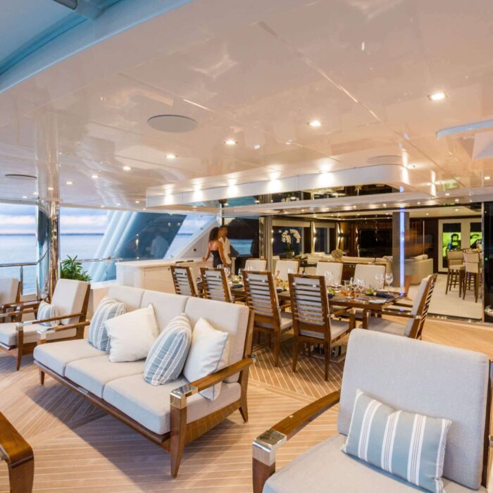 King Baby luxury superyacht charter upper deck lounge