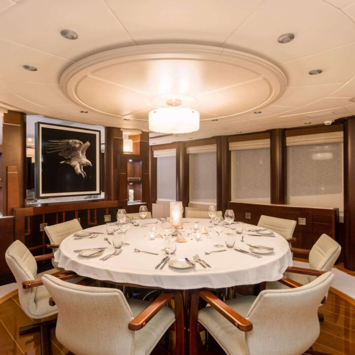 De Lisle III luxury superyacht charter main dining salon