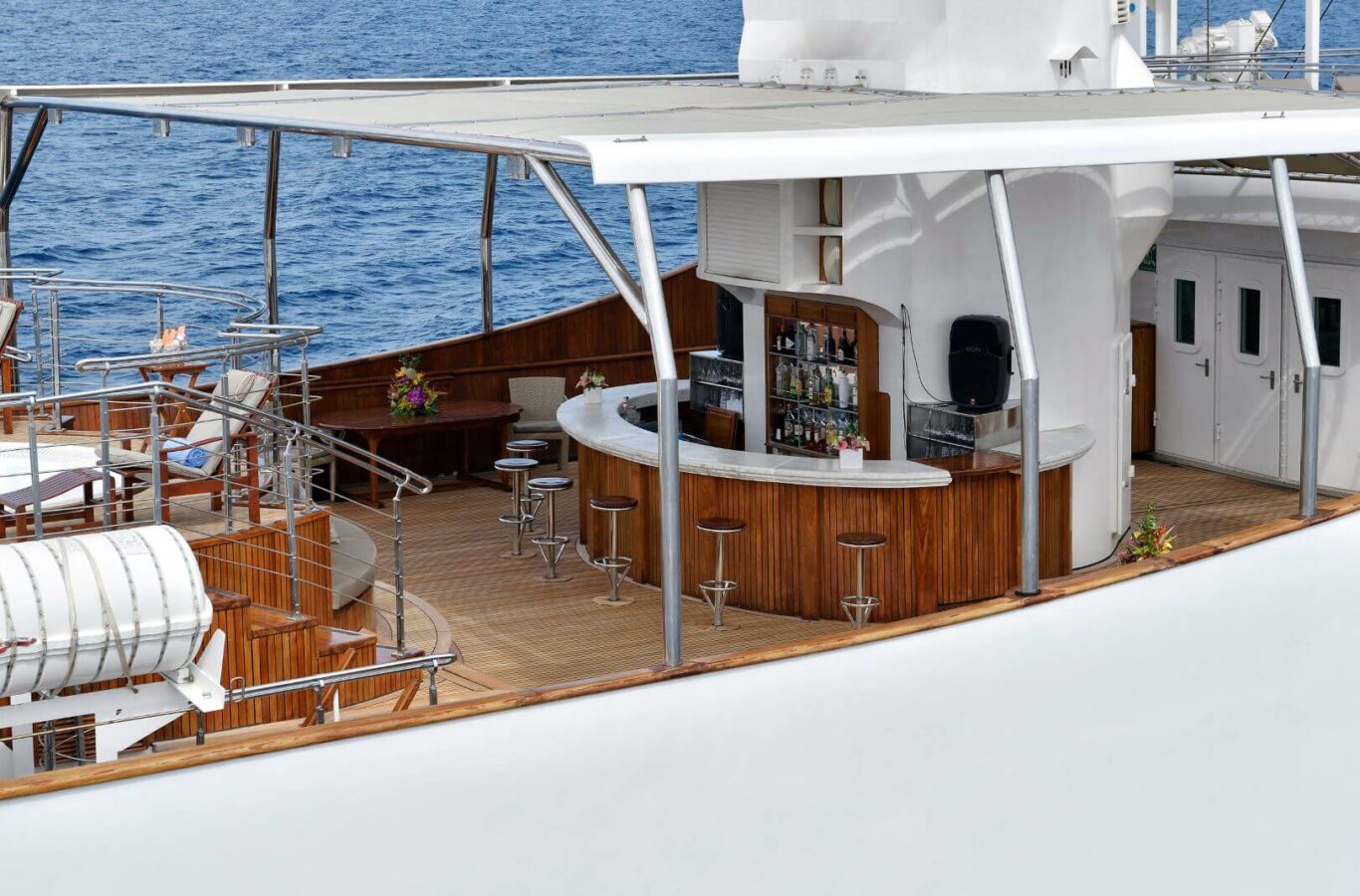 Christina O superyacht charter bar