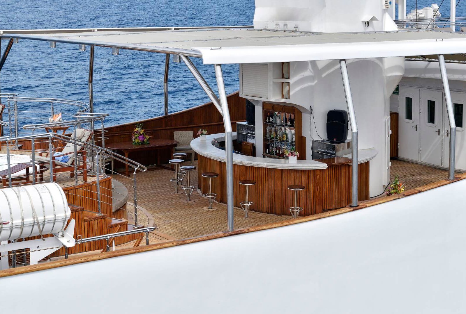 Christina O superyacht charter bar