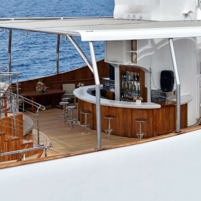 Christina O superyacht charter bar