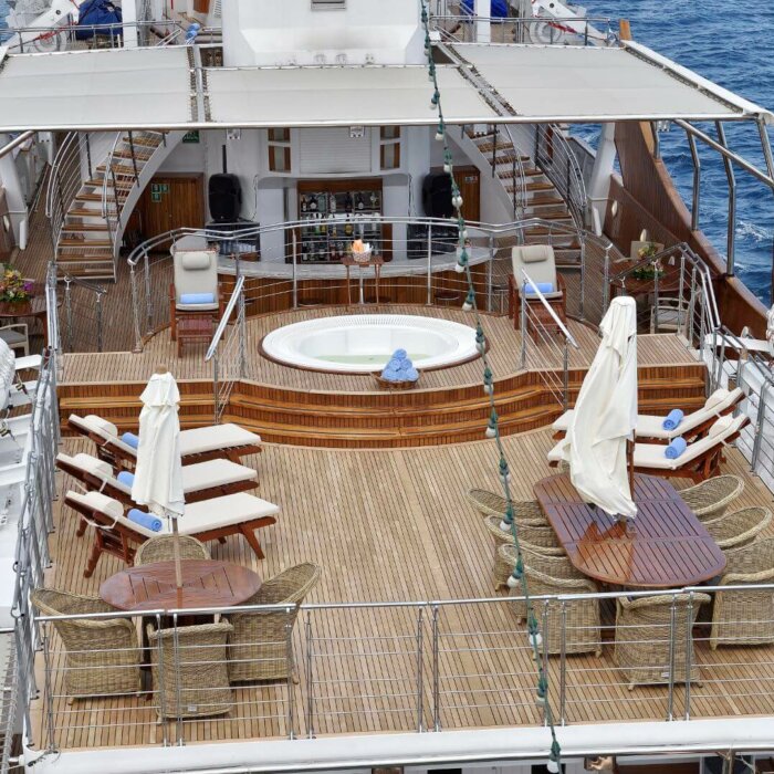 Christina O superyacht charter sundeck