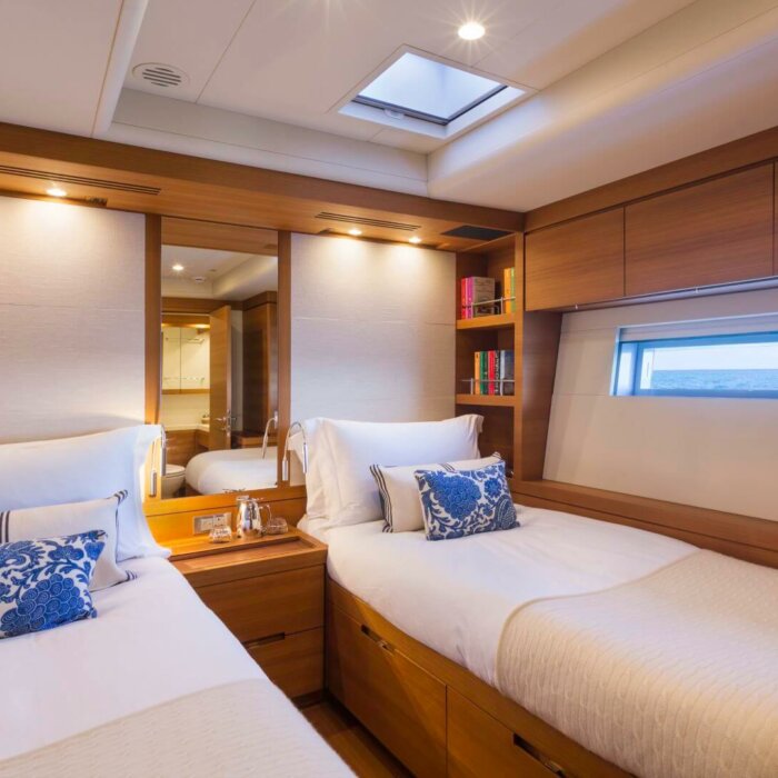 FARFALLA luxury superyacht charter twin cabin bedroom