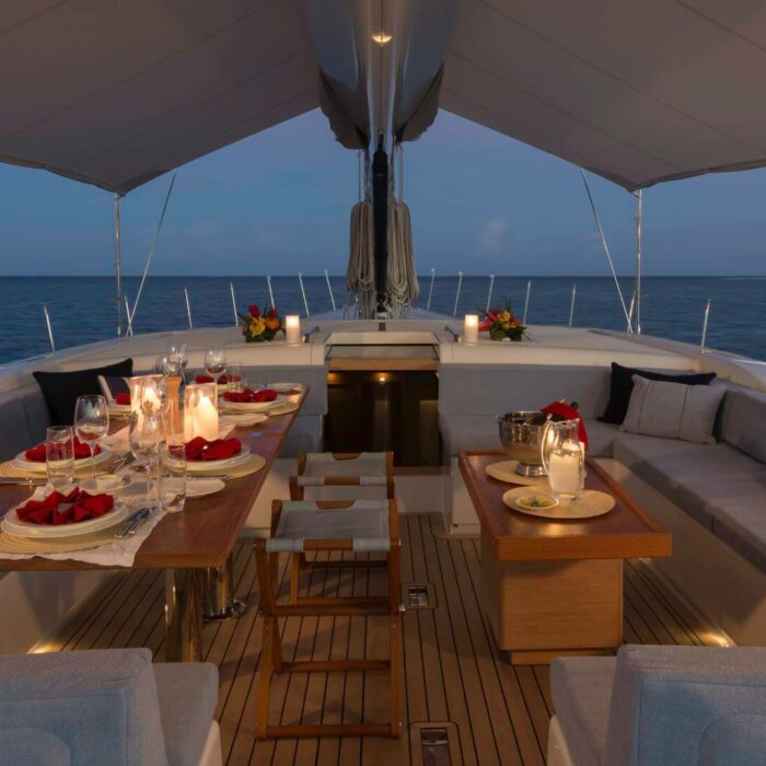 FARFALLA luxury superyacht charter outside dining deck