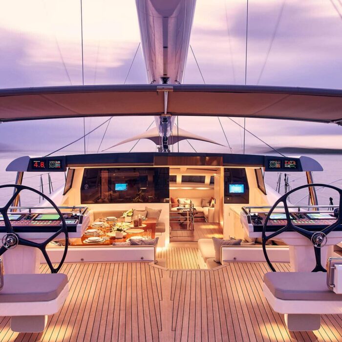 ARCHELON luxury superyacht charter steering wheel