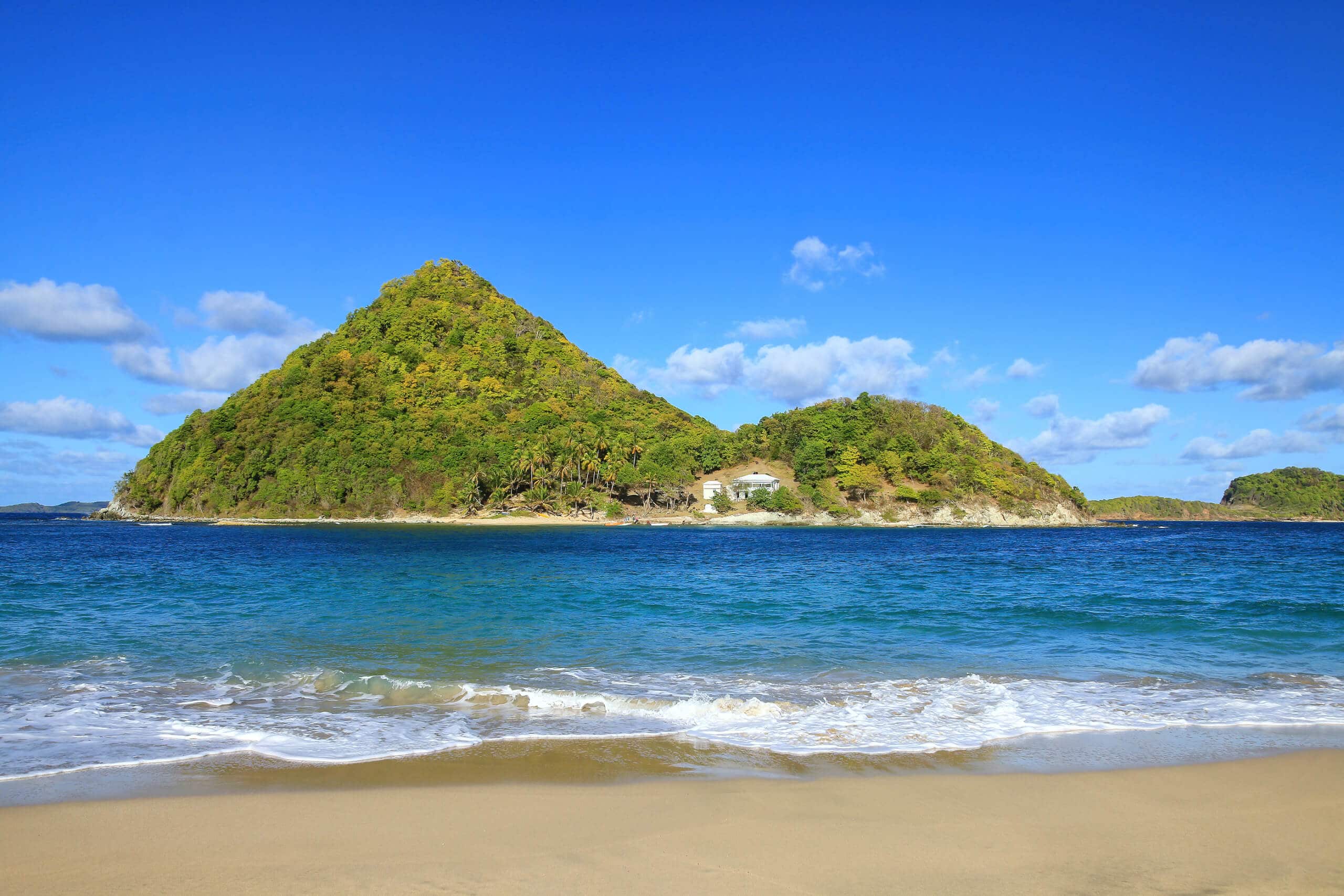 Levera Beach on Grenada Island with a view of Sugar Loaf Island, Grenada, Caribbean superyacht charter