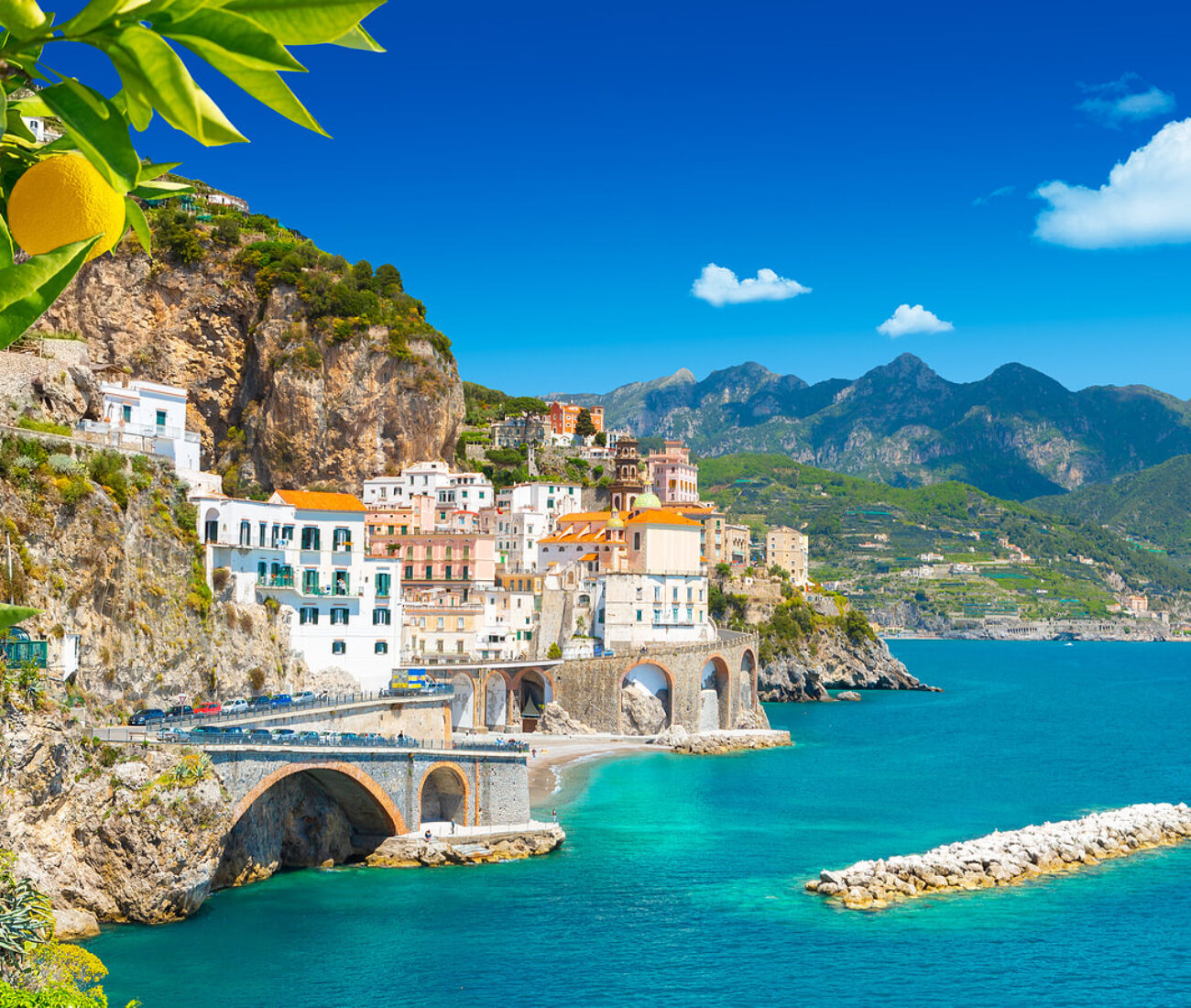 Beautiful View Of Amalfi from a superyacht charter in italy