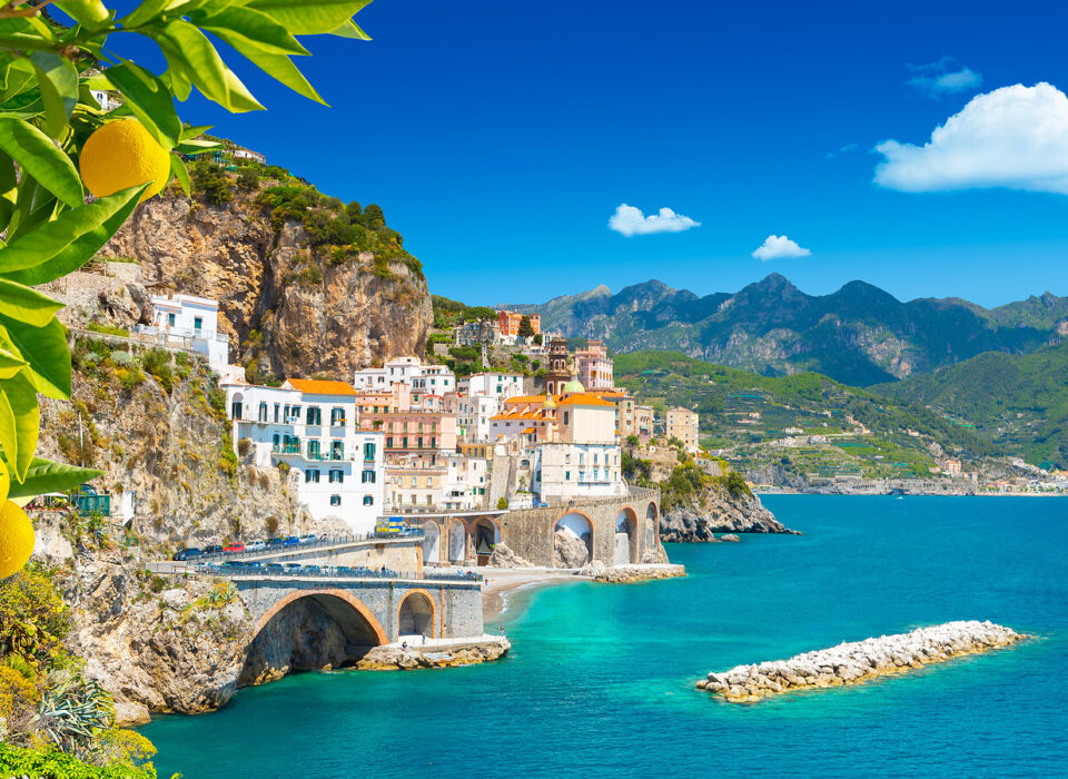 Beautiful View Of Amalfi from a superyacht charter in italy