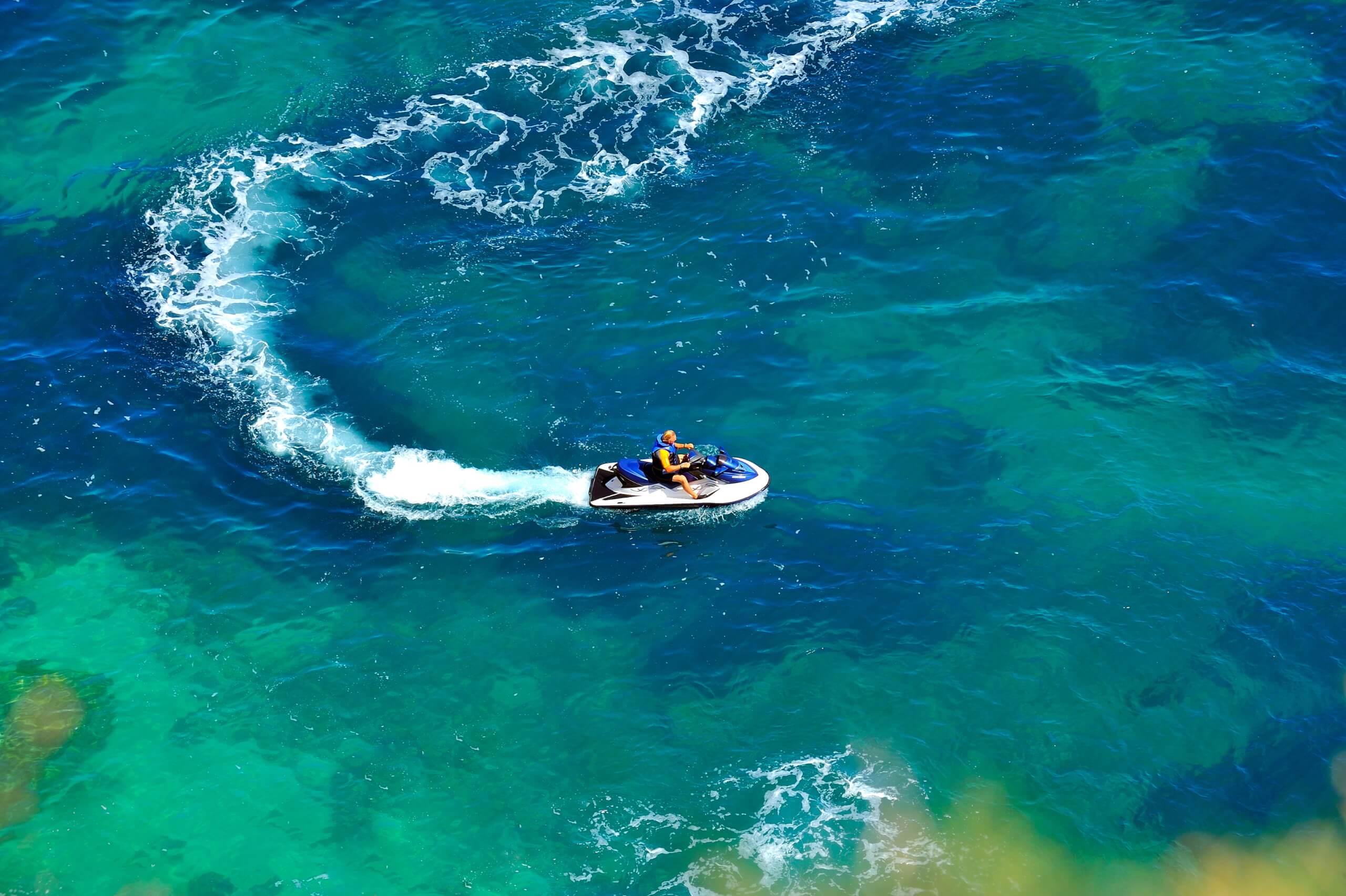 ski jet speeding on a superyacht charter in italy