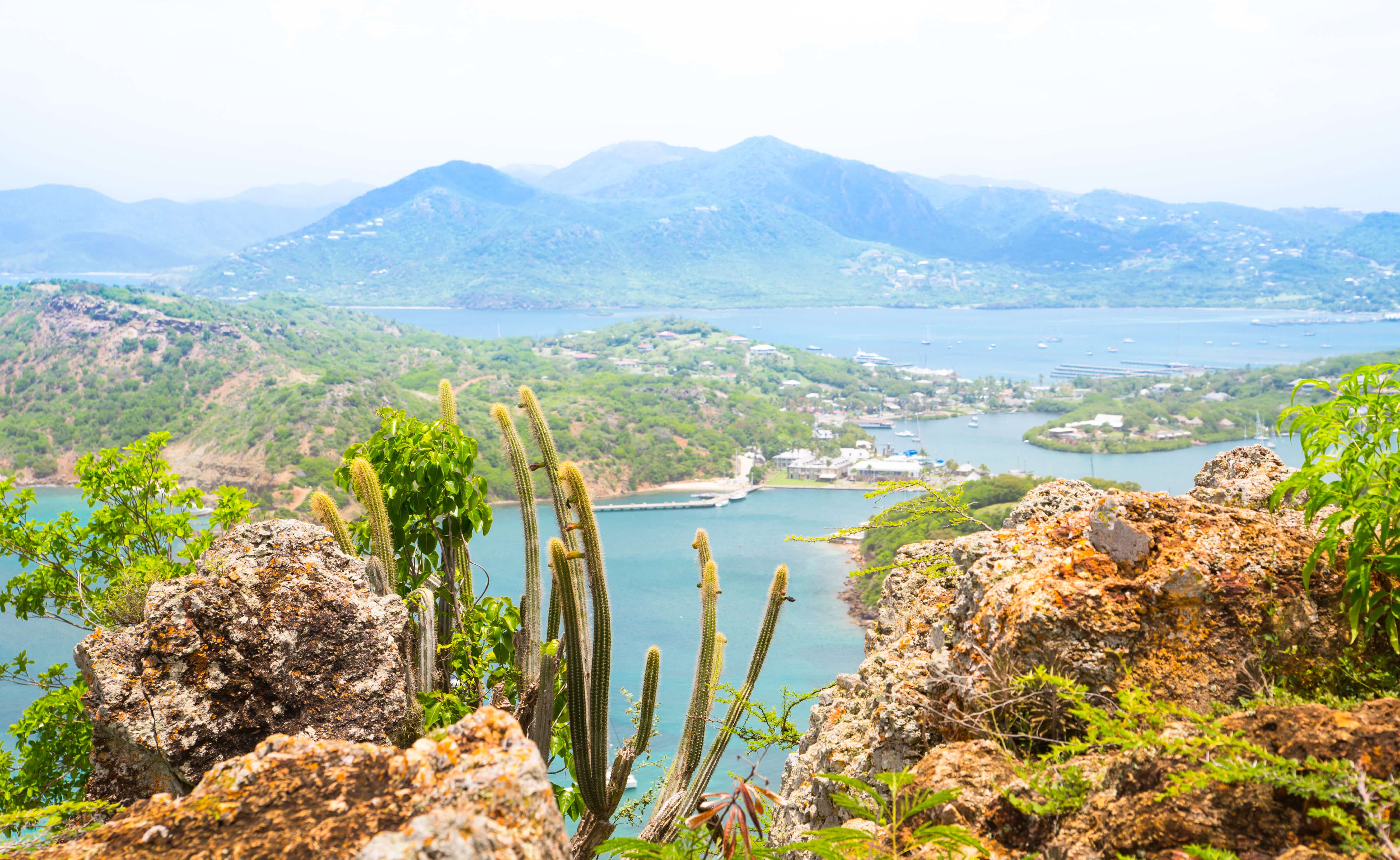 Antigua, Caribbean islands, English Harbour view with superyacht charter