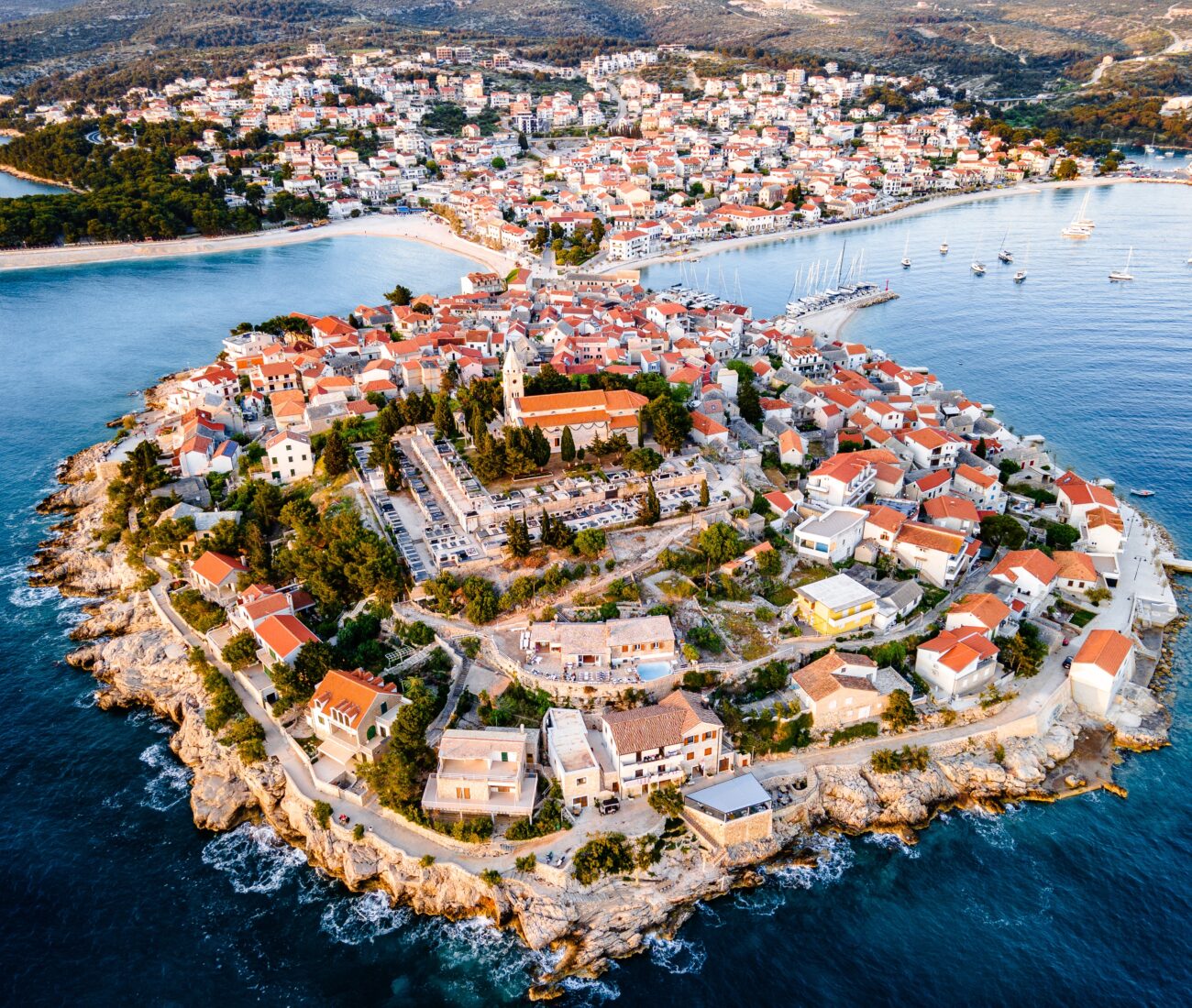 Beautiful Primosten City in Sunset. Croatia.
