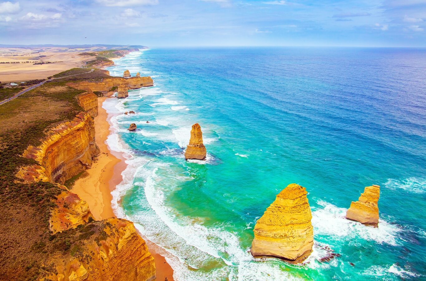 Aerial view of the scenic Pacific coastline in Autralia