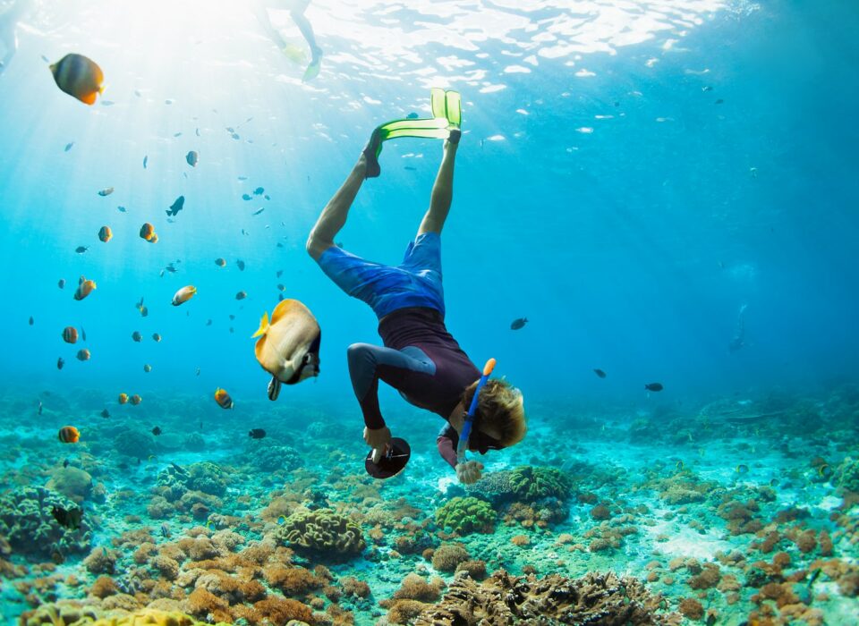 Man In Snorkeling Mask With Camera