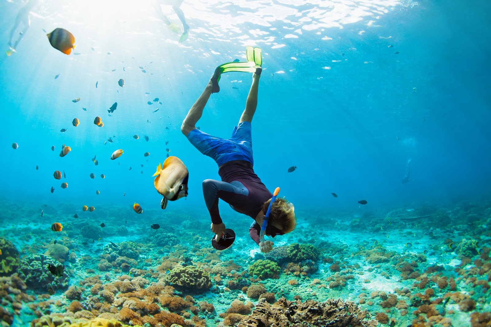 Man In Snorkeling Mask With Camera