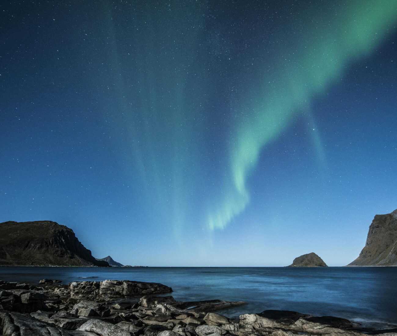 northern lights in norway view from superyacht