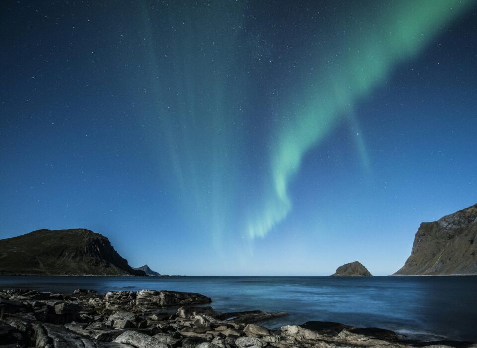 northern lights in norway view from superyacht